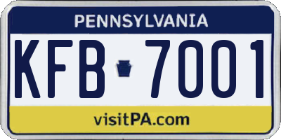 PA license plate KFB7001