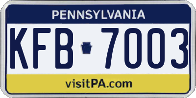 PA license plate KFB7003
