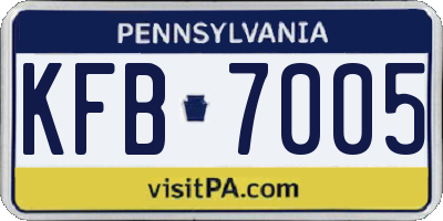 PA license plate KFB7005