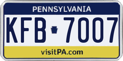 PA license plate KFB7007