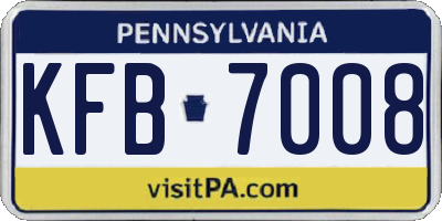 PA license plate KFB7008
