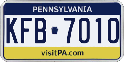 PA license plate KFB7010