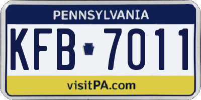 PA license plate KFB7011