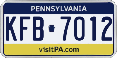PA license plate KFB7012