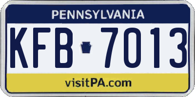 PA license plate KFB7013
