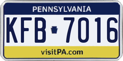 PA license plate KFB7016