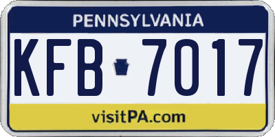 PA license plate KFB7017