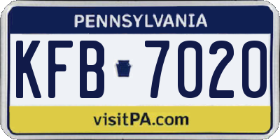 PA license plate KFB7020