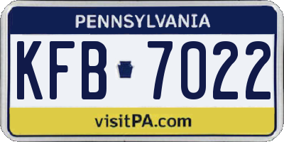 PA license plate KFB7022