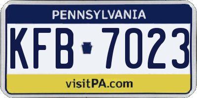 PA license plate KFB7023