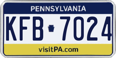 PA license plate KFB7024