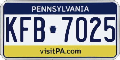 PA license plate KFB7025
