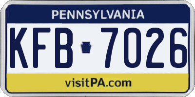 PA license plate KFB7026