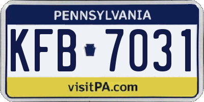 PA license plate KFB7031