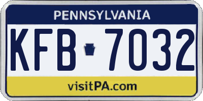 PA license plate KFB7032