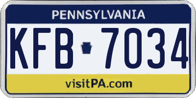 PA license plate KFB7034