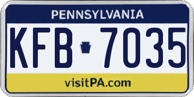 PA license plate KFB7035