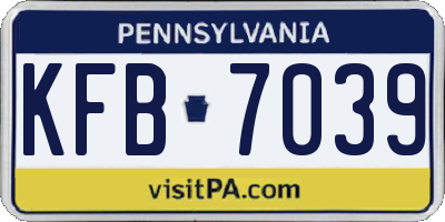 PA license plate KFB7039