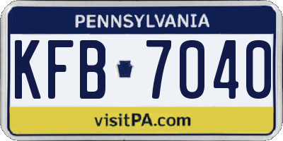 PA license plate KFB7040