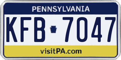 PA license plate KFB7047