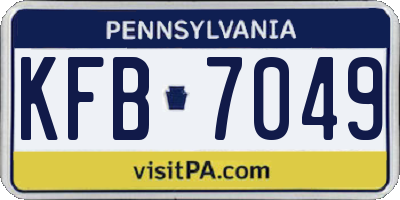 PA license plate KFB7049