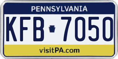 PA license plate KFB7050