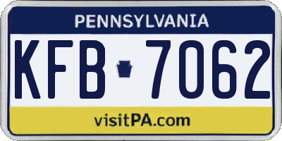 PA license plate KFB7062
