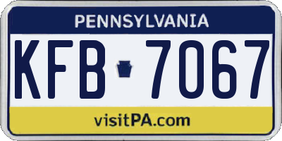 PA license plate KFB7067