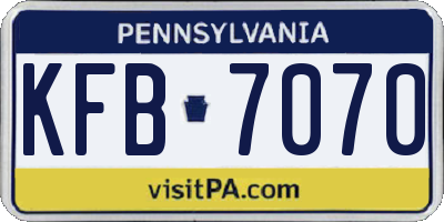 PA license plate KFB7070