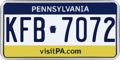 PA license plate KFB7072