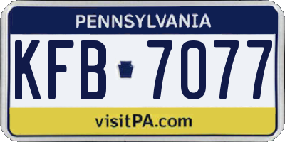 PA license plate KFB7077
