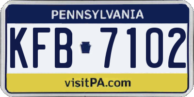 PA license plate KFB7102
