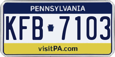 PA license plate KFB7103