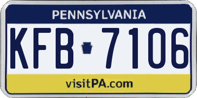 PA license plate KFB7106