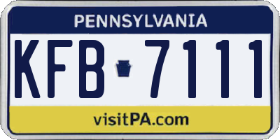 PA license plate KFB7111