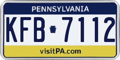 PA license plate KFB7112