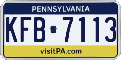 PA license plate KFB7113