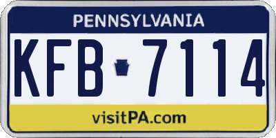 PA license plate KFB7114