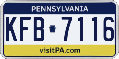 PA license plate KFB7116