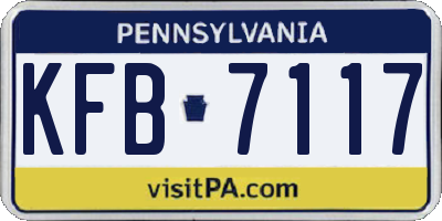 PA license plate KFB7117