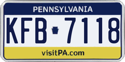 PA license plate KFB7118