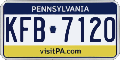 PA license plate KFB7120