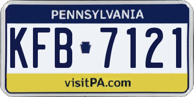 PA license plate KFB7121
