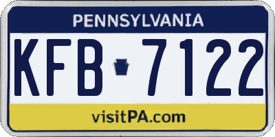 PA license plate KFB7122