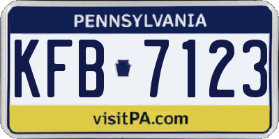 PA license plate KFB7123