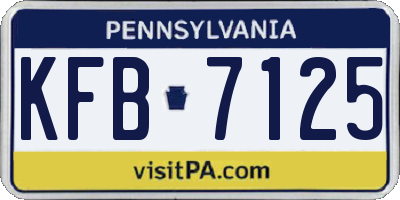 PA license plate KFB7125