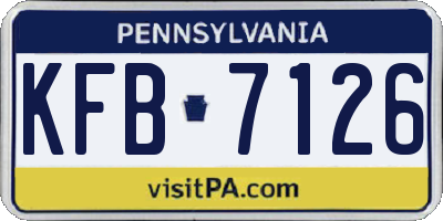 PA license plate KFB7126