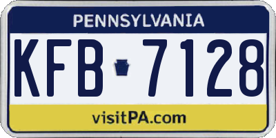 PA license plate KFB7128