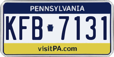 PA license plate KFB7131