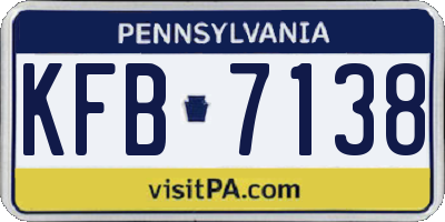 PA license plate KFB7138